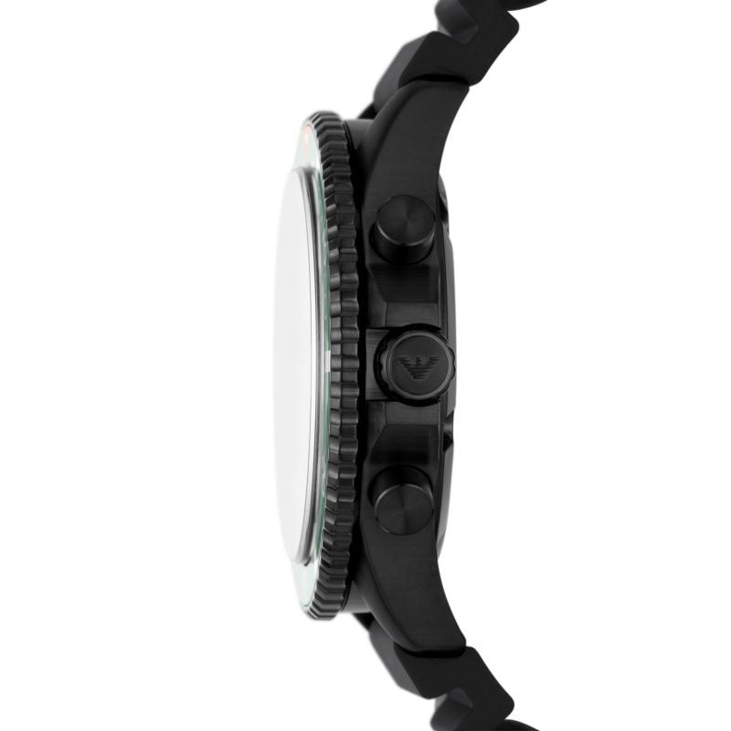 Emporio Armani Diver Chronograph Quartz Green Dial Black Silicon Strap Watch For Men - AR11463 Buy Now By Emporio Armani
