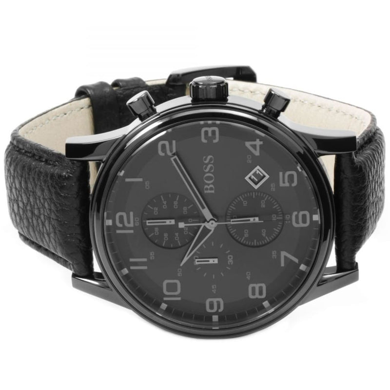 Hugo Boss Onyx Black Dial Black Leather Strap Watch for Men - 1513367 Buy Now By Hugo Boss