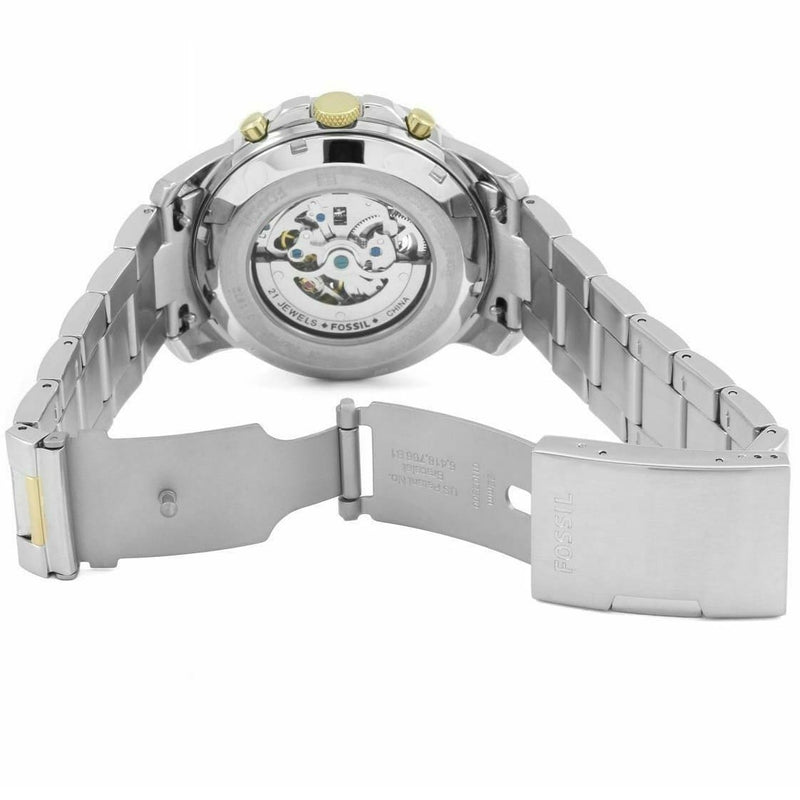 Fossil Grant Sport Automatic Skeleton Blue Dial Two Tone Steel Strap Watch for Men - ME3141 Buy Now By Fossil