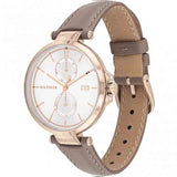 Shop Tommy Hilfiger Angela Quartz Silver Dial Brown Leather Strap Watch for Women - 1782125 in USA