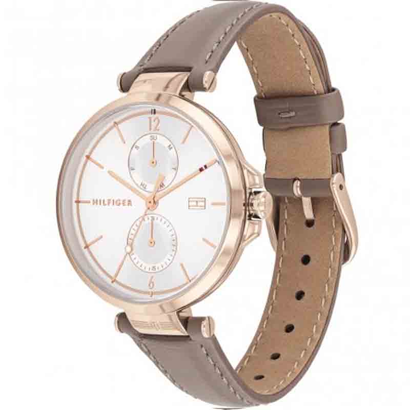 Shop Tommy Hilfiger Angela Quartz Silver Dial Brown Leather Strap Watch for Women - 1782125 in USA
