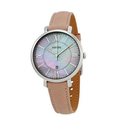 Shop Fossil Jacqueline Blush Mother of Pearl Dial Pink Leather Strap Watch for Women - ES4151 in USA
