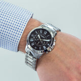 Fossil Grant Chronograph Black Dial Silver Steel Strap Watch for Men - FS4736 Buy Now By Fossil