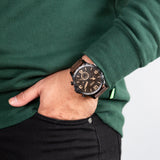 Fossil Nate Chronograph Brown Dial Brown Leather Strap Watch for Men - JR1487 Buy Now By Fossil
