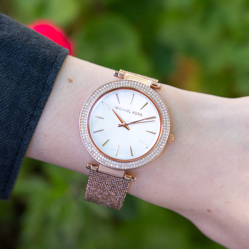 Michael Kors Darci Quartz Mother of Pearl White Dial Rose Gold Mesh Bracelet Watch For Women - MK4519 Buy Now By Michael Kors