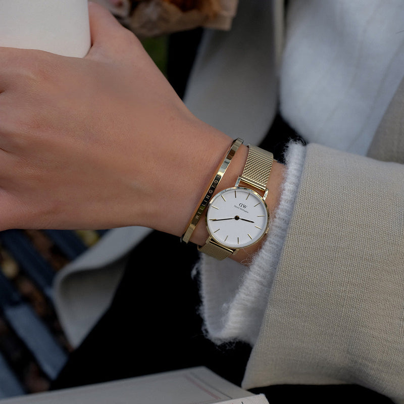 Daniel Wellington Classic Petite Evergold White Dial Gold Mesh Bracelet Watch For Women - DW00100350 Buy Now By Daniel Wellington