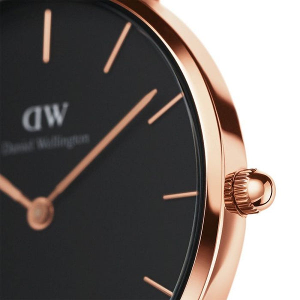 Daniel Wellington Petite Ashfield Black Dial Black Mesh Bracelet Watch Watch For Women - DW00100201 Buy Now By Daniel Wellington