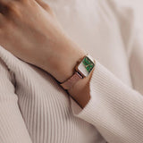 Daniel Wellington Quadro Melrose Green Dial Rose Gold Mesh Strap Watch For Women - DW00100437