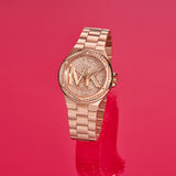 Michael Kors Lennox Three Hand Rose Gold Dial Rose Gold Steel Strap Watch For Women - MK7230 Buy Now By Michael Kors