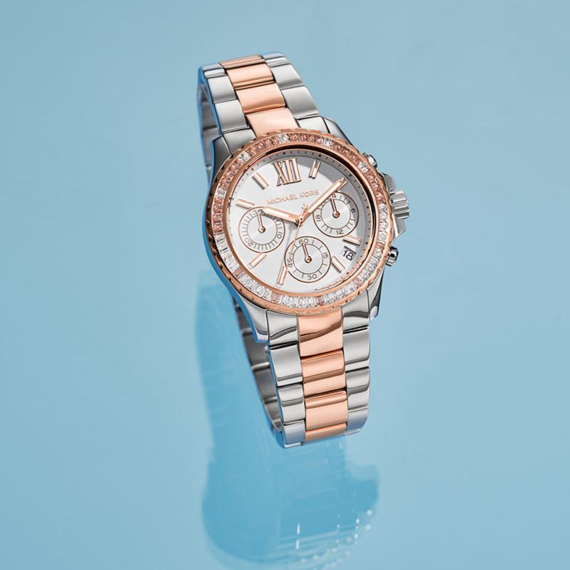 Michael Kors Everest Chronograph White Dial Two Tone Steel Strap Watch For Women - MK7214 Buy Now By Michael Kors