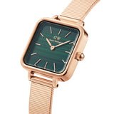 Daniel Wellington Quadro Studio Green Dial Rose Gold Mesh Strap Watch For Women - DW00100520 Buy Now By Daniel Wellington