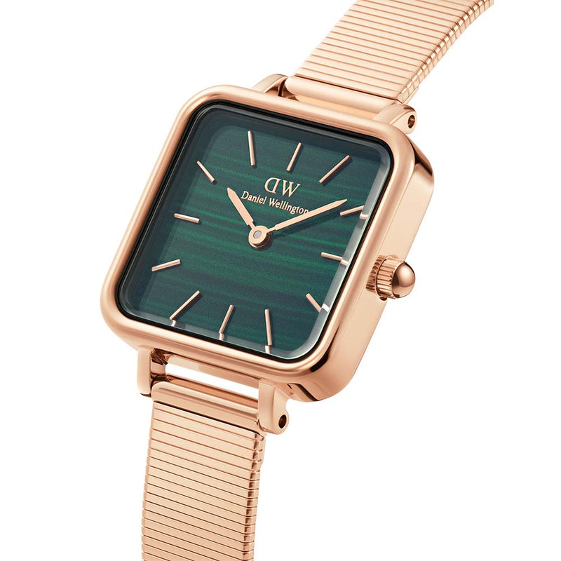 Daniel Wellington Quadro Studio Green Dial Rose Gold Mesh Strap Watch For Women - DW00100520 Buy Now By Daniel Wellington