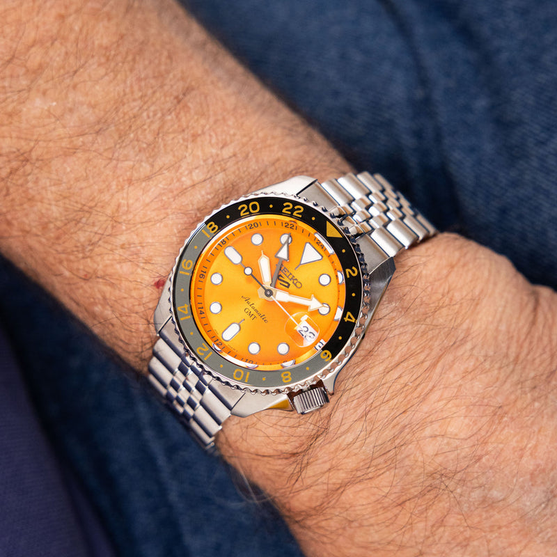 Seiko 5 Sports Automatic Orange Dial Silver Steel Strap Watch For Men - SRPD59K1 Buy Now By Seiko