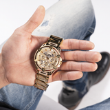 Guess Queen Quartz Gold Dial Gold Steel Strap Watch For Men - GW0497G2 Buy Now By Guess