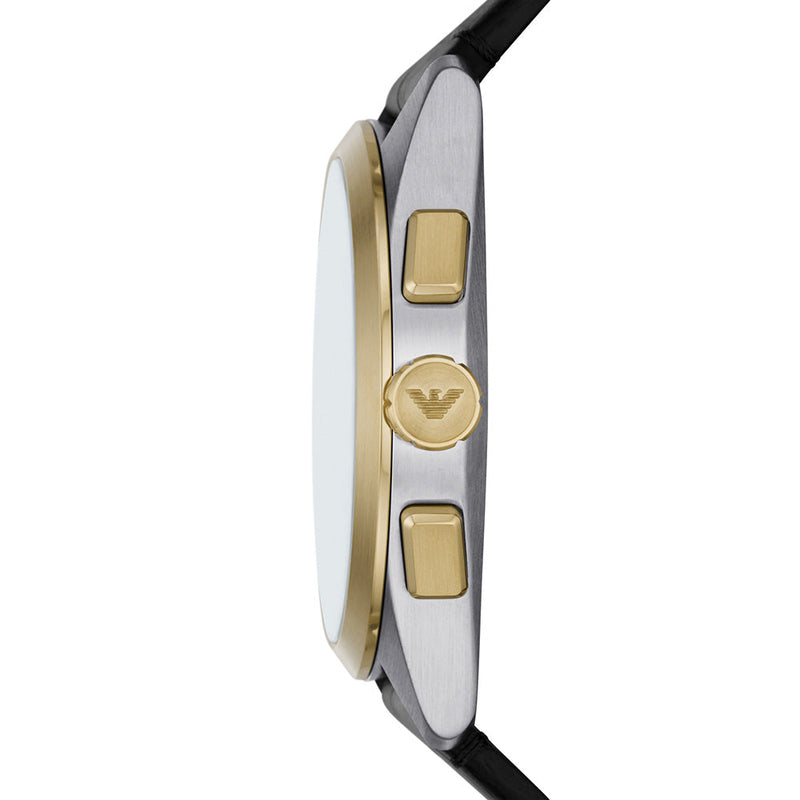 Emporio Armani Claudio Chronograph Silver Dial Black Leather Strap Watch For Men - AR11498 Buy Now By Emporio Armani