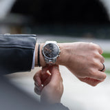 Daniel Wellington Iconic Chronograph Link Black Dial Silver Steel Strap Watch For Men - DW00100645 Buy Now By Daniel Wellington