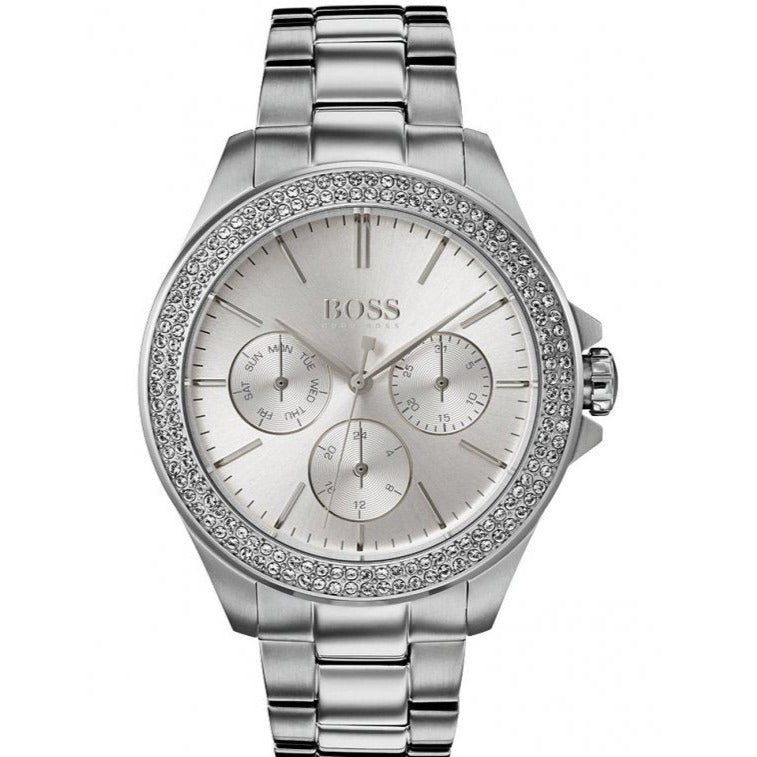 Shop Hugo Boss Premiere Silver Dial Silver Steel Strap Watch for Women - 1502442 in USA