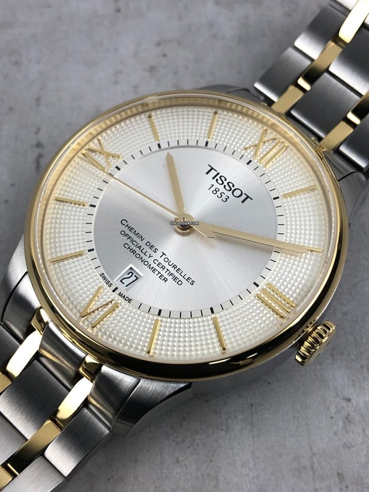 Tissot Chemin des Tourelles Powermatic 80 Silver Dial Two Tone Steel Strap Watch for Men - T099.407.22.038.02