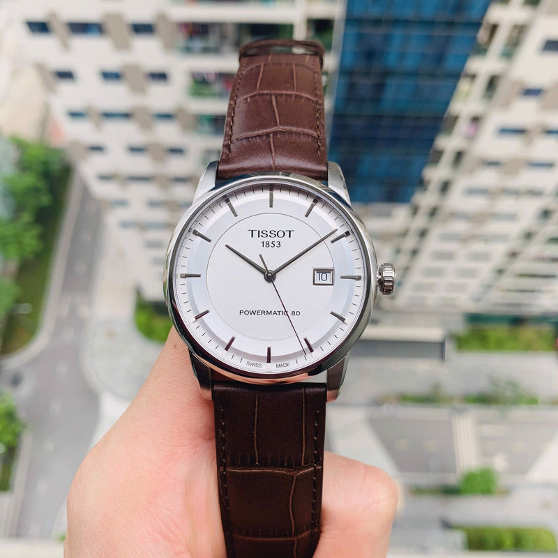 Tissot Luxury Powermatic 80 Silver Dial Brown Leather Strap Watch For Men - T086.407.16.031.00 Buy Now By Tissot