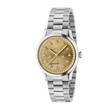Shop Gucci G Timeless Quartz Gold Dial Silver Steel Strap Watch for Women - YA1265035 in USA