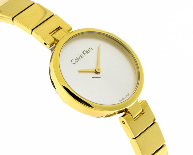 Calvin Klein Authentic Silver Dial Gold Steel Strap Watch for Women - K8G23546 Buy Now By Calvin Klein