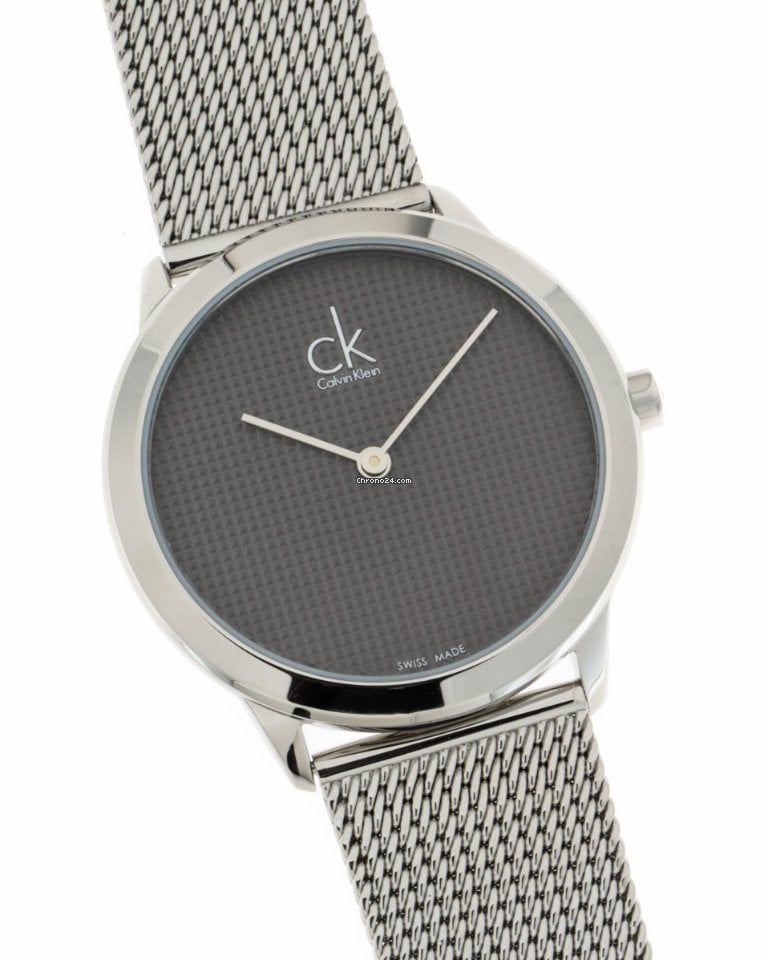Calvin Klein Minimal Grey Dial Silver Mesh Bracelet Watch for Women - K3M2212X Buy Now By Calvin Klein