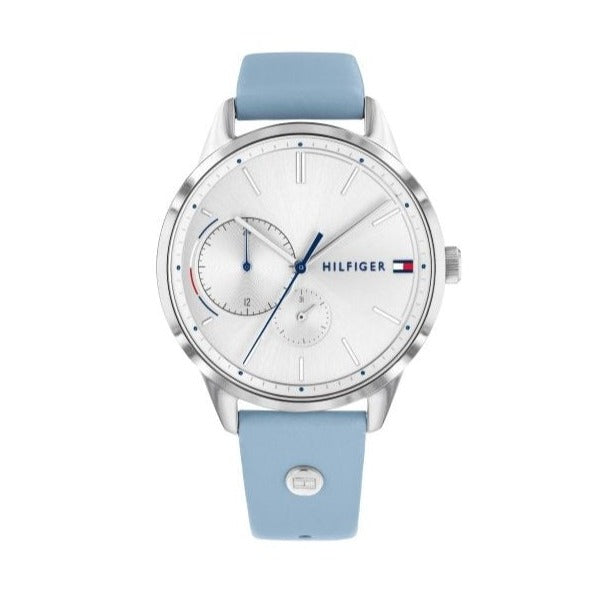 Shop Tommy Hilfiger Brooke Silver Dial Blue Leather Strap Watch for Women - 1782023 in USA