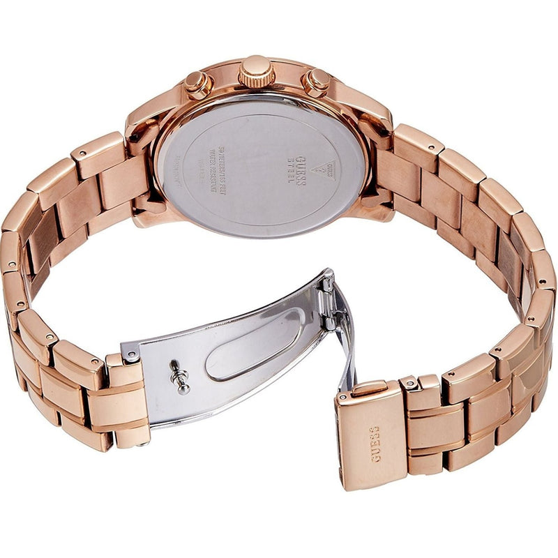 Guess Mini Sunrise Multi Function Analog Turquoise Dial Rose Gold Steel Strap Watch For Women - W0448L8 Buy Now By Guess