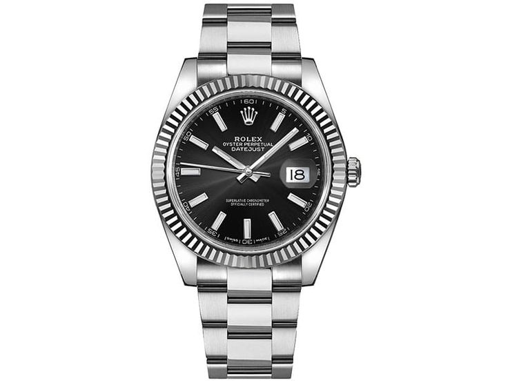 Shop Rolex Datejust 41 Oyster Black Dial Silver Steel Strap Watch for Men - M126334-0017 in USA