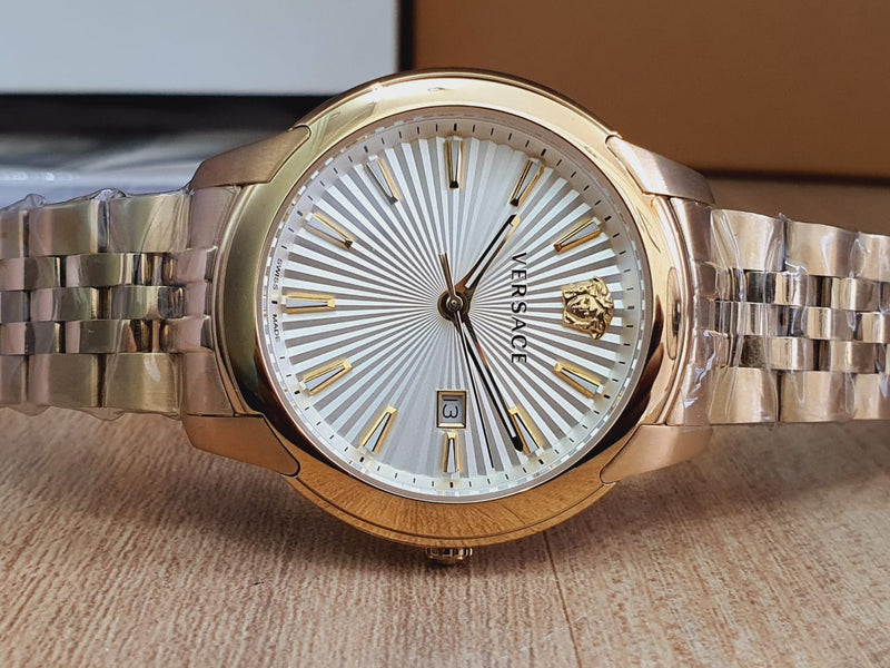 Versace V-Urban Quartz White Dial Gold Steel Strap Watch For Men - VELQ00719 Buy Now By Versace