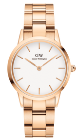 Daniel Wellington Iconic Link White Dial Rose Gold Steel Strap Watch For Women - DW00100209 Buy Now By Daniel Wellington