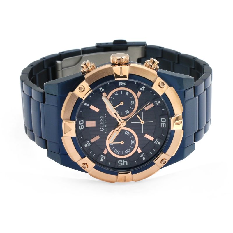 Shop Guess Jolt Analog Blue Dial Blue Steel Strap Watch for Men - W0377G4 in USA