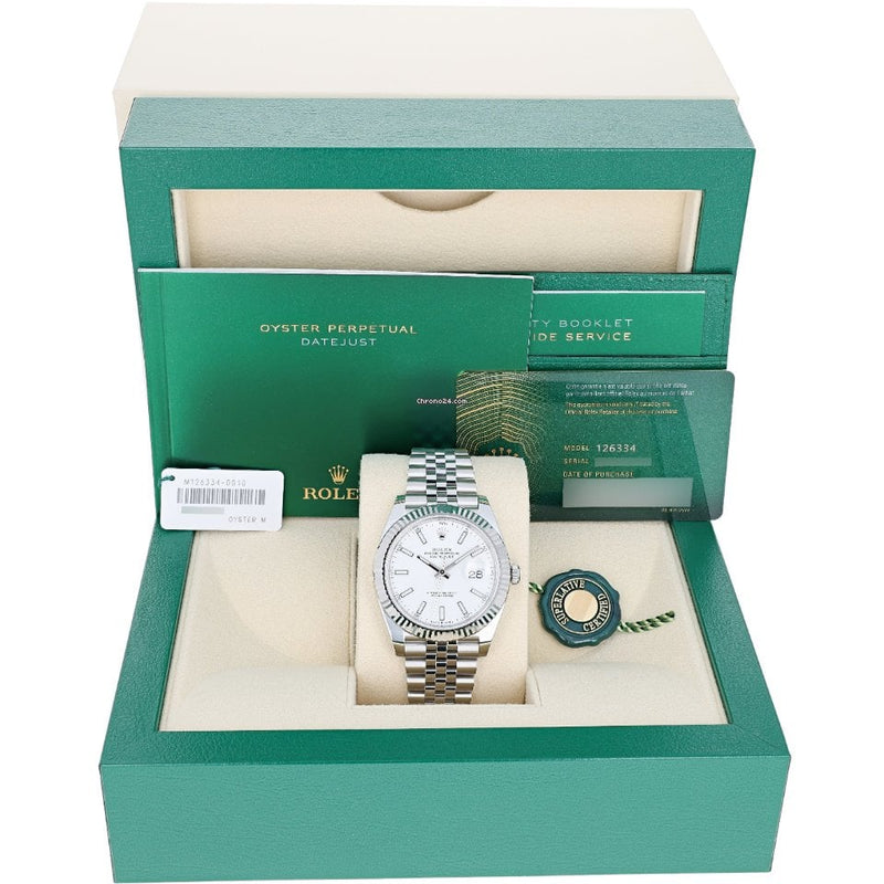 Shop Rolex Datejust 41 White Dial Silver Jubilee Bracelet Watch for Men - M126334-0010 in USA