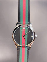 Gucci G Timeless Quartz Black Dial Multicolored Black Leather Strap Watch For Men - YA1264079 Buy Now By Gucci