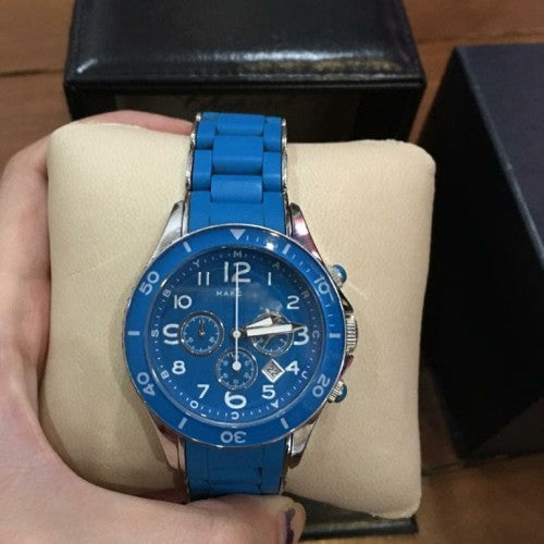 Marc Jacobs Rock Chronograph Blue Dial Blue Silicone Strap Watch for Women - MBM2575 Buy Now By Marc Jacobs