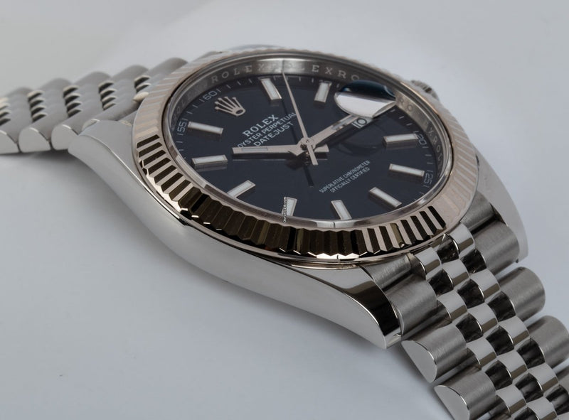 Shop Rolex Datejust 41 Oyster Blue Dial Oystersteel & White Gold Strap Watch for Men - M126334-0002 in USA
