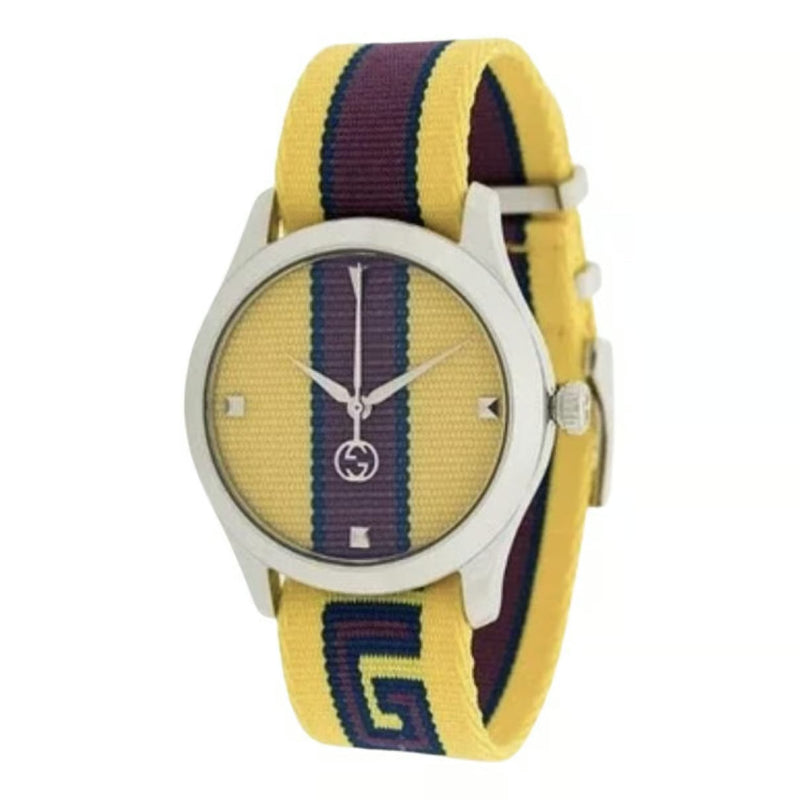 Shop Gucci G Timeless Quartz Yellow & Purple Dial Yellow & Purple NATO Strap Watch For Men - YA1264069 in USA