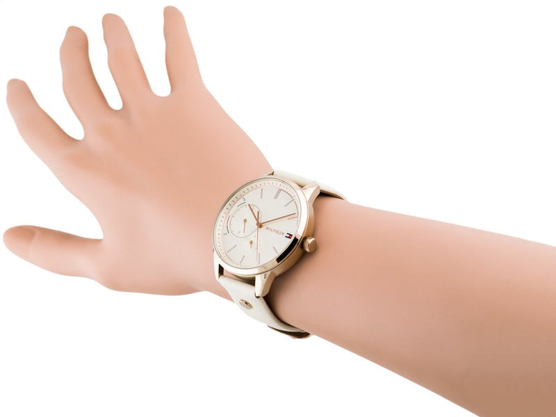 Shop Tommy Hilfiger Brooke Quartz White Dial Cream Leather Strap Watch for Women - 1782022 in USA