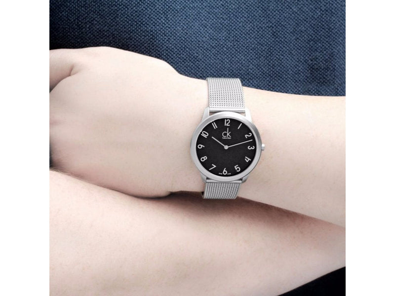 Calvin Klein Minimal Black Dial Silver Mesh Bracelet Watch for Men - K3M51151 Buy Now By Calvin Klein
