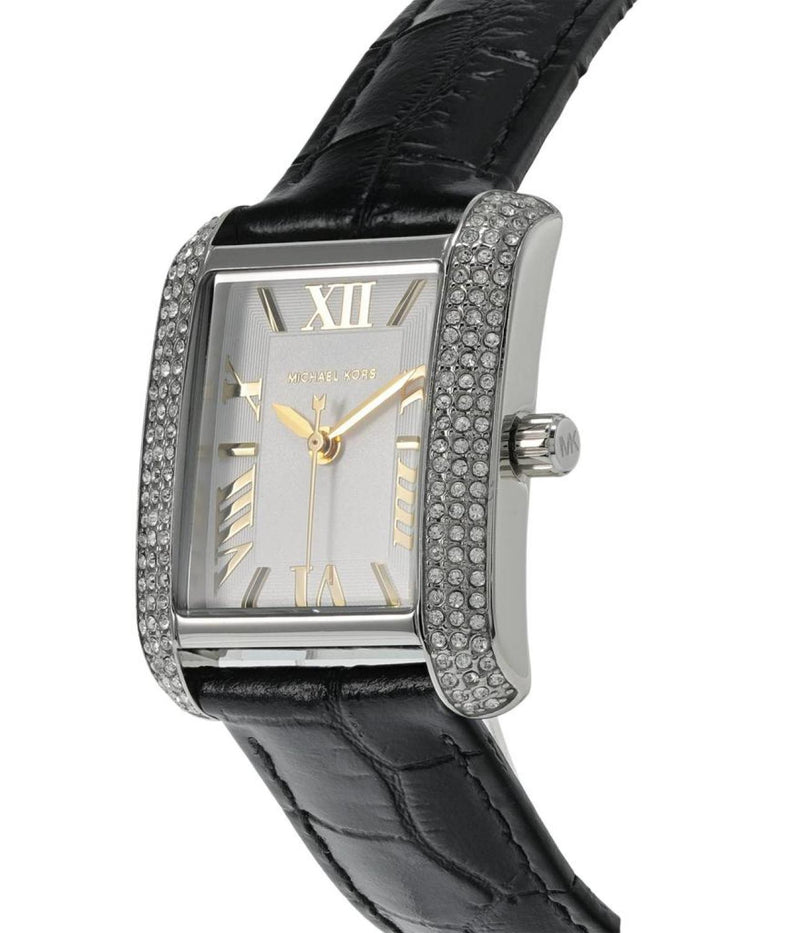 Michael Kors Emery Three Hand Silver Dial Black Leather Strap Watch For Women - MK4696 Buy Now By Michael Kors