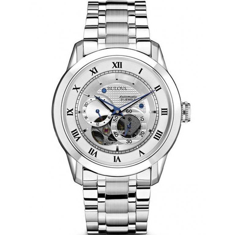 Bulova BVA Series Dual Aperture Silver Dial Silver Steel Strap Watch for Men - 96A118