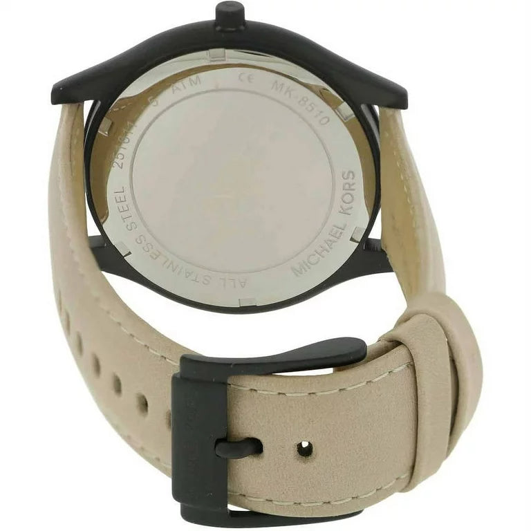 Michael Kors Slim Runway Black Dial Beige Leather Strap Watch For Men - MK8510 Buy Now By Michael Kors