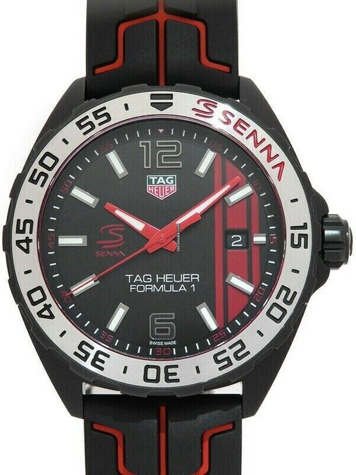 Tag Heuer Formula 1 Senna Special Edition Black Dial Two Tone Rubber Strap Watch for Men - WAZ1014.FT8027 Buy Now By Tag Heuer