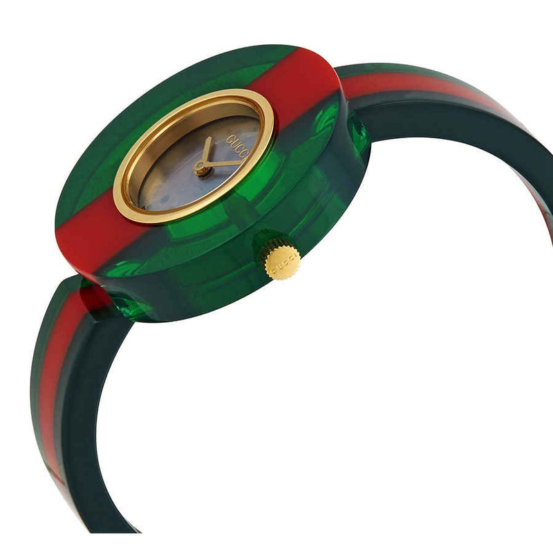 Gucci Vintage Web Mother of Pearl Dial Two Tone Plastic Strap Watch For Women - YA143403 Buy Now By Gucci