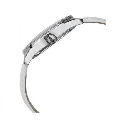 Guess Mini Triangle Quartz Diamonds Silver Dial White Leather Strap Watch For Women - W65006L1 Buy Now By Guess