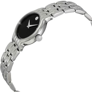 Shop Movado Veturi Quartz Black Dial Silver Steel Strap Watch for Women - 0606338 in USA