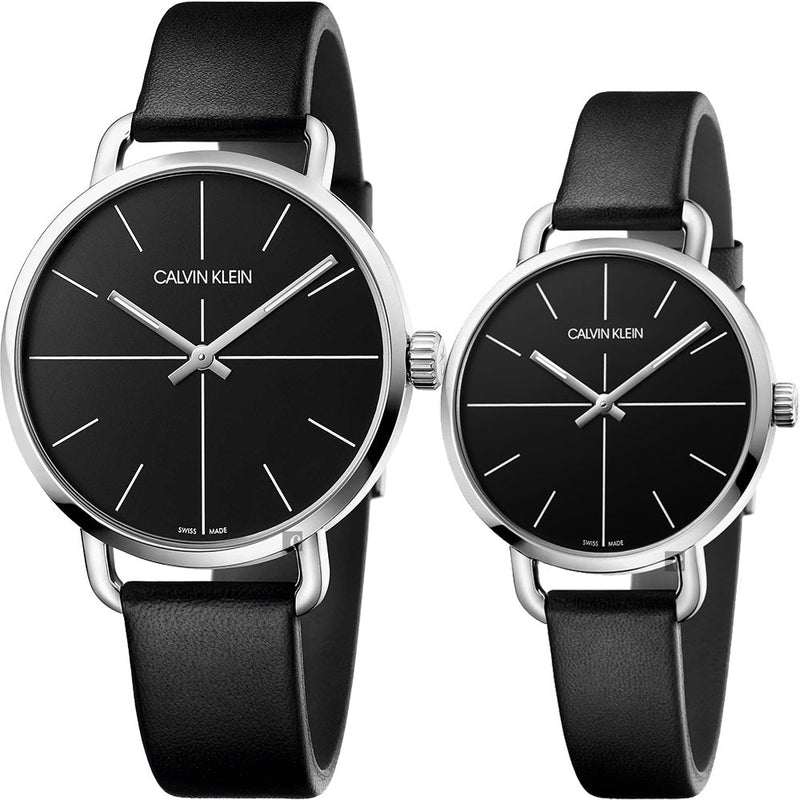 Calvin Klein Even Black Dial Black Leather Strap Watch for Women - K7B231CZ Buy Now By Calvin Klein