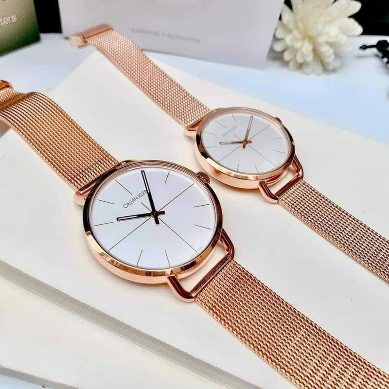 Calvin Klein Even White Dial Rose Gold Mesh Bracelet Watch for Women - K7B21626 Buy Now By Calvin Klein