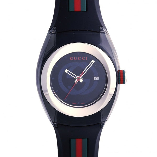 Shop Gucci Sync Quartz Black Dial Black Rubber Strap Watch For Men - YA137301 in USA