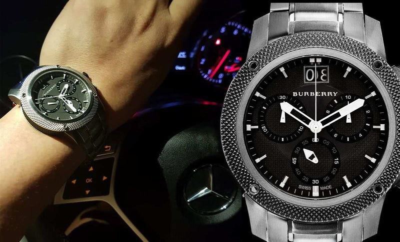 Shop Burberry Endurance Chronograph Quartz Black Dial Black Steel Strap Watch For Men - BU9801 in USA